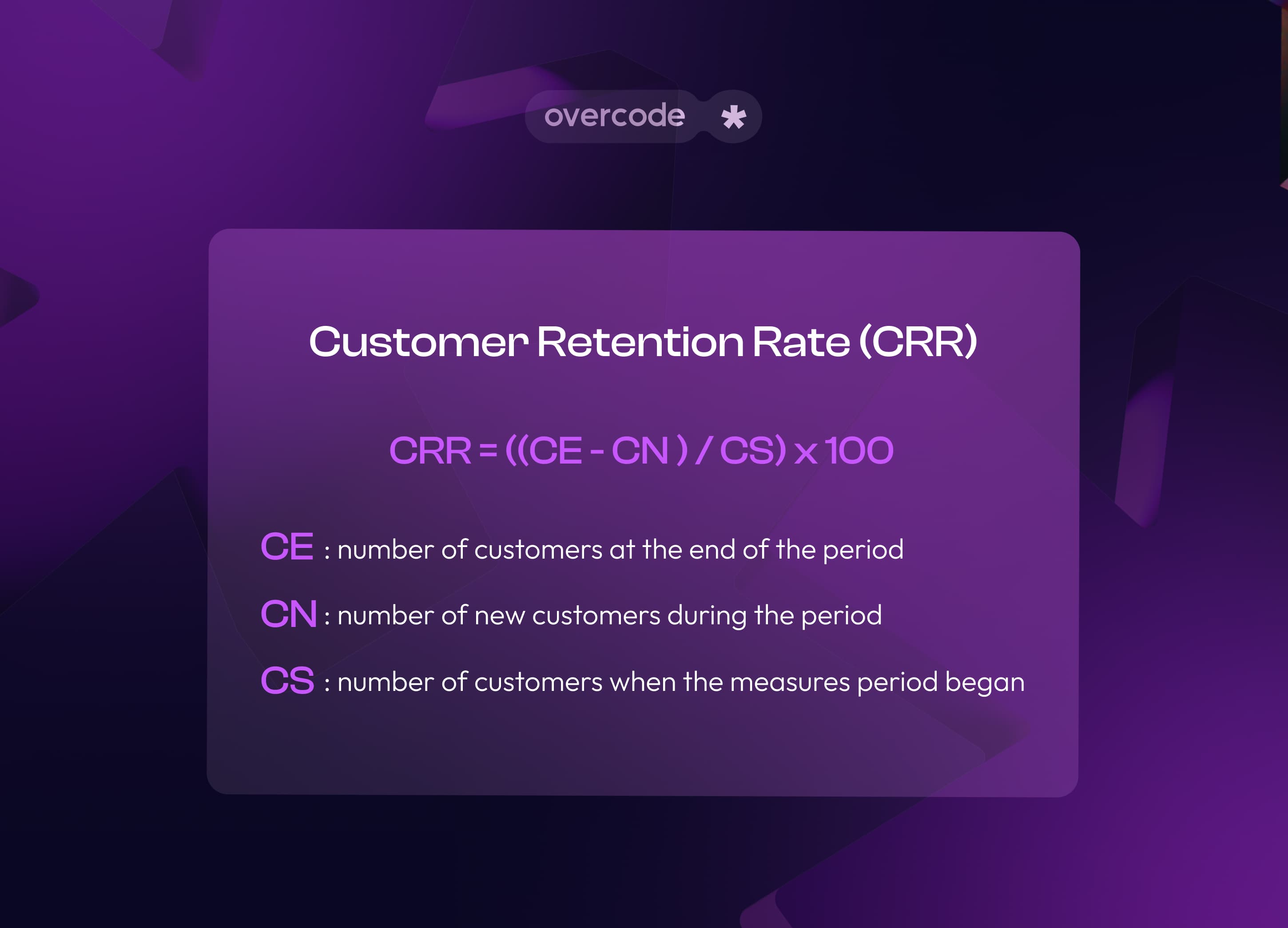 Customer Retention Rate calculation formula